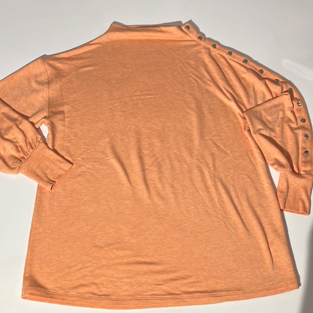 Soft Surroundings Long Sleeved Mock Neck Sweater Top Blouse Large Fall Orange